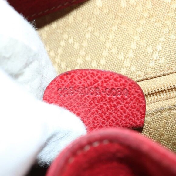 GUCCI Bamboo Backpack Suede Red Gold Auth - Picture 10 of 16